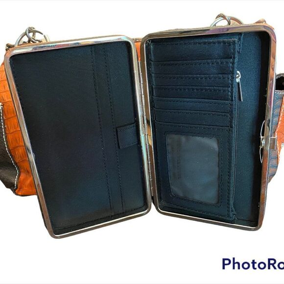 NWT Leather Burnt Orange Cross/Wing Concealed Handgun Purse/Wallet Set B… - Picture 5 of 9